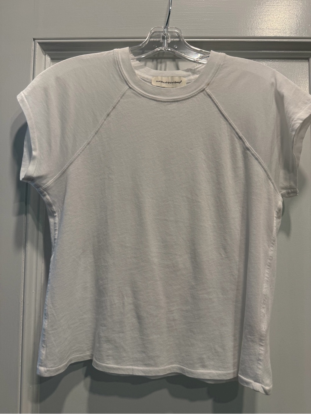 Unsubscribed 100% Cotton Raglan White Short-Sleeve Crewneck Tee - XS